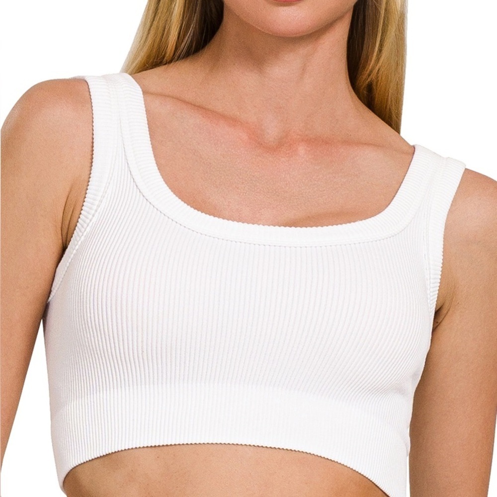 ⚡️ ” Daily Crop” Ribbed Stretch Bralette Tank | Black - Picture 8 of 8